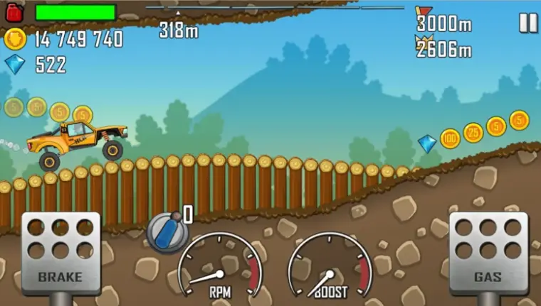 Hill Climb Racing menu unlocked all 5